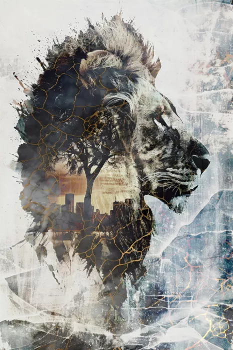 Kulik, Rafal: Lion Afrique Animal Sauvage Illustration Vintage Art 04