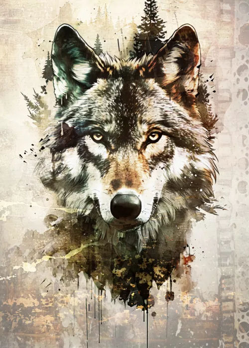 Kulik, Rafal: Loup Animal Sauvage Illustration Vintage Art 01