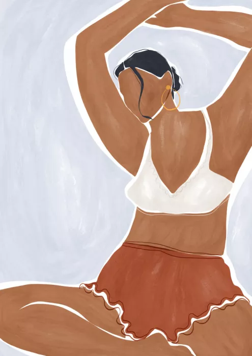 Illustrations, Green Ivy: Frau beim Yoga in Bikini, Druck von Ivy Green Illustrations