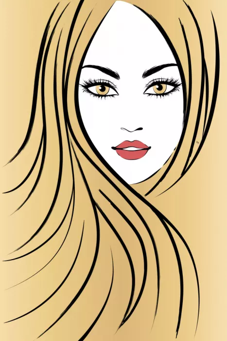 Martina: Visage de femme stylisé aux cheveux ondulants