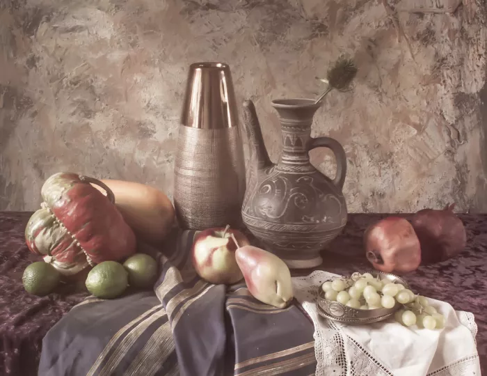 UstinaGreen: Still Life with Vases and Fruits