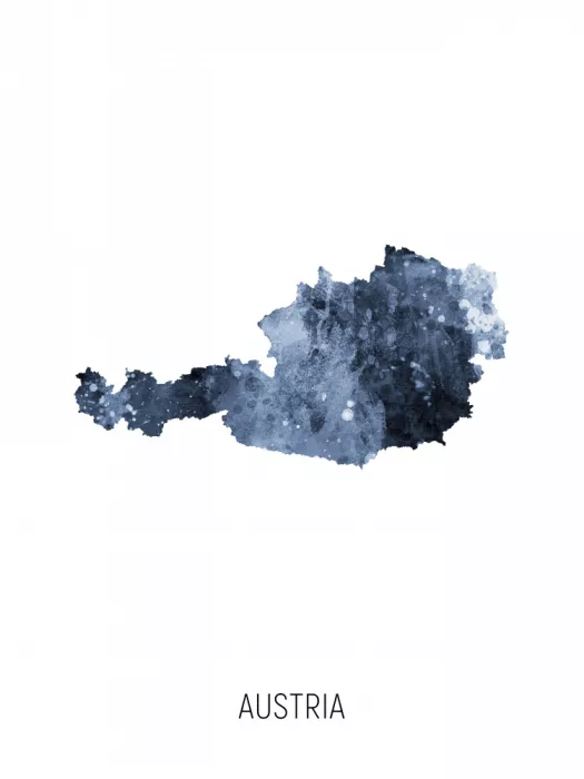 Tompsett, Michael: Austria Watercolor Map