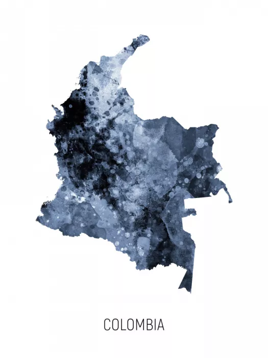 Tompsett, Michael: Colombia Watercolor Map