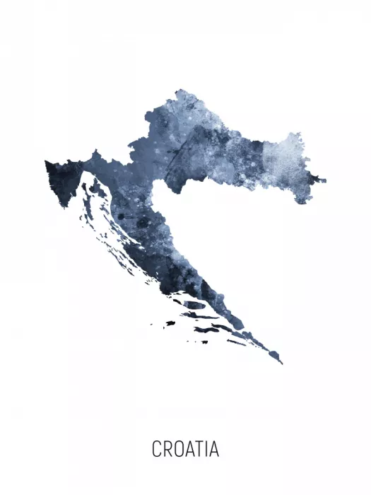 Tompsett, Michael: Croatia Watercolor Map