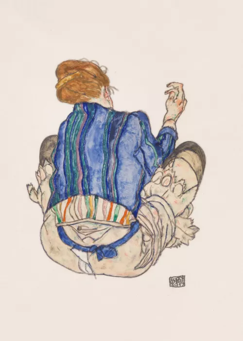 Schiele, Egon: Donna seduta, vista posteriore