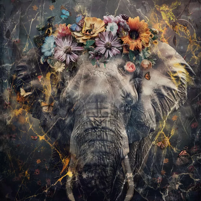 Kulik, Rafal: Elefant - Vintage Kunstillustration Wandkunst 01