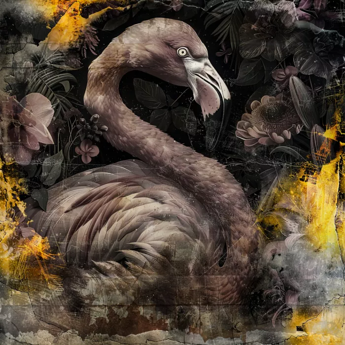 Kulik, Rafal: Flamant Animal Art Vintage Illustration Murale 02