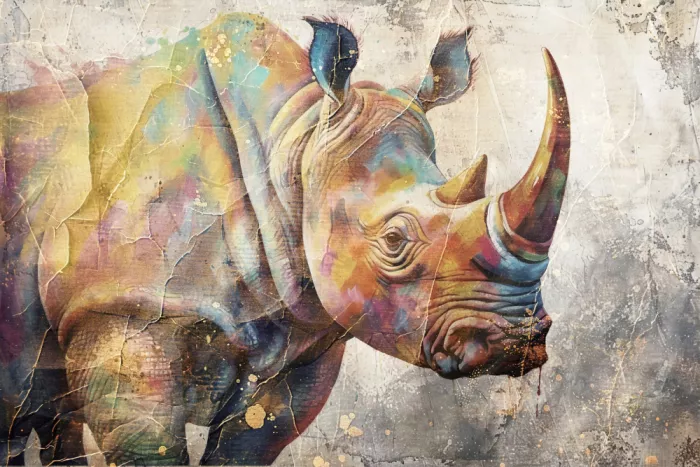 Kulik, Rafal: Rhinocéros Animal Art Vintage Illustration Décoration Murale 02