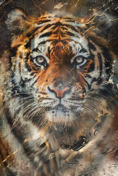 Kulik, Rafal: Tigre Illustration Art Vintage Décoration Murale 04