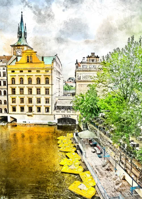 Jaszke, Justyna: Prague République Tchèque Peinture Aquarelle Art Urbain (32)
