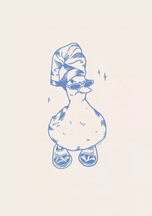 Royle, Tara: Canard cool en pantoufles après le bain en bleu