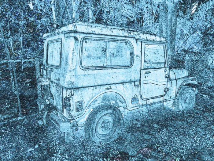 ch, Santhosh: Zmrzlý vintage jeep