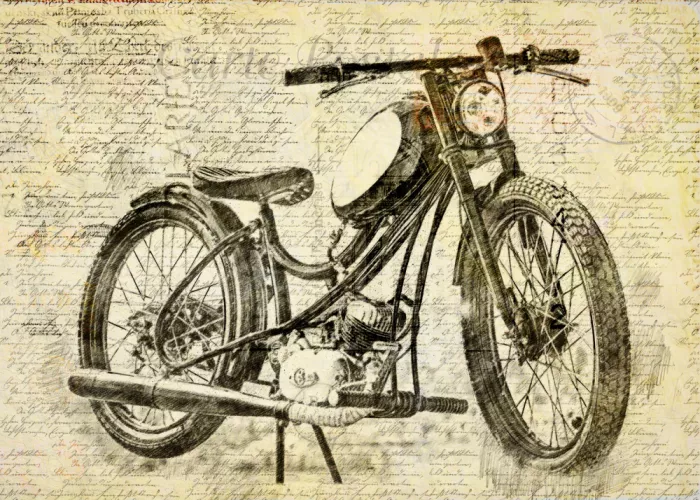 studio, senja Lembayung: old motor cycle