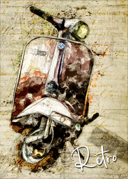 studio, senja Lembayung: Retro vespa