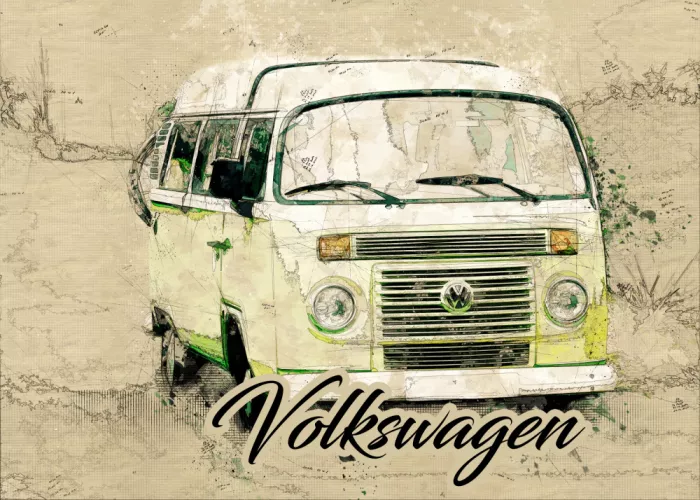 studio, senja Lembayung: Retro VW young green