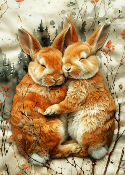 Jaszke, Justyna: Lapin aquarelle art animalier 1