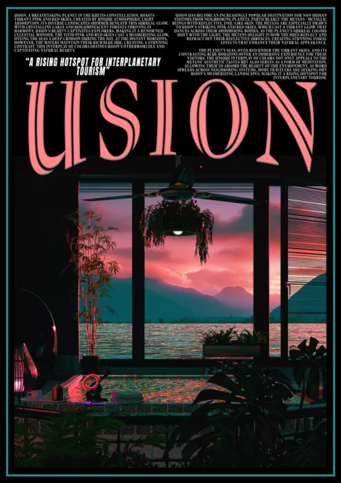 CosmoZach: 'USION' Fiction vaporwave travel poster