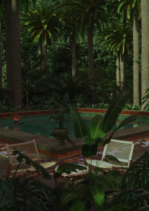 CosmoZach: Fantasy pool private garden art print