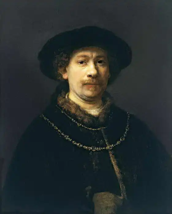 Rembrandt, van Rijn: Self-portrait with a hat and two chains