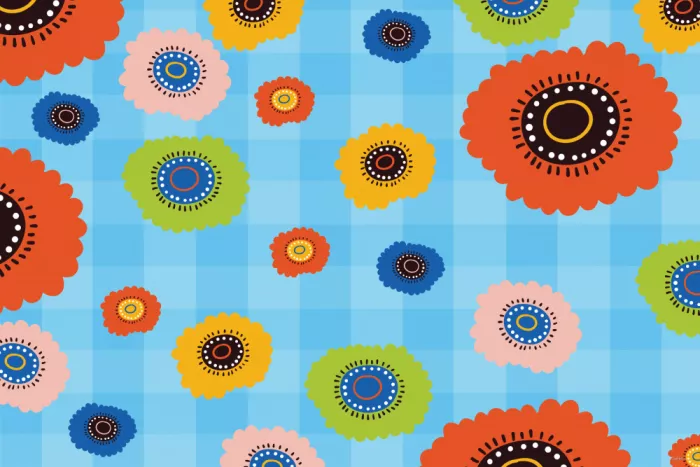 Skellern, Sue: Landblumen_Blaue Karos