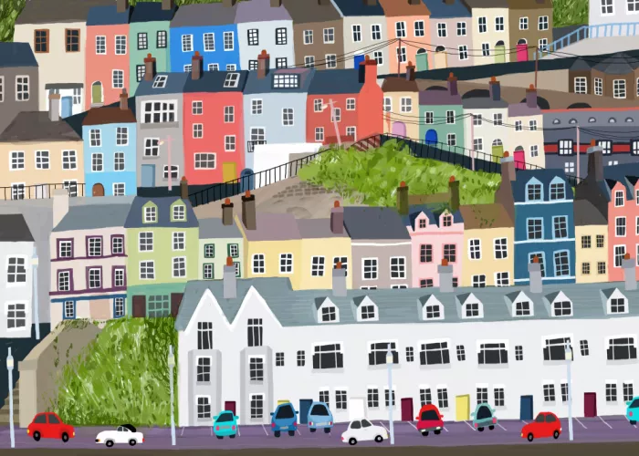 Daly, Carla: Joli village aux maisons colorées par Carla Daly