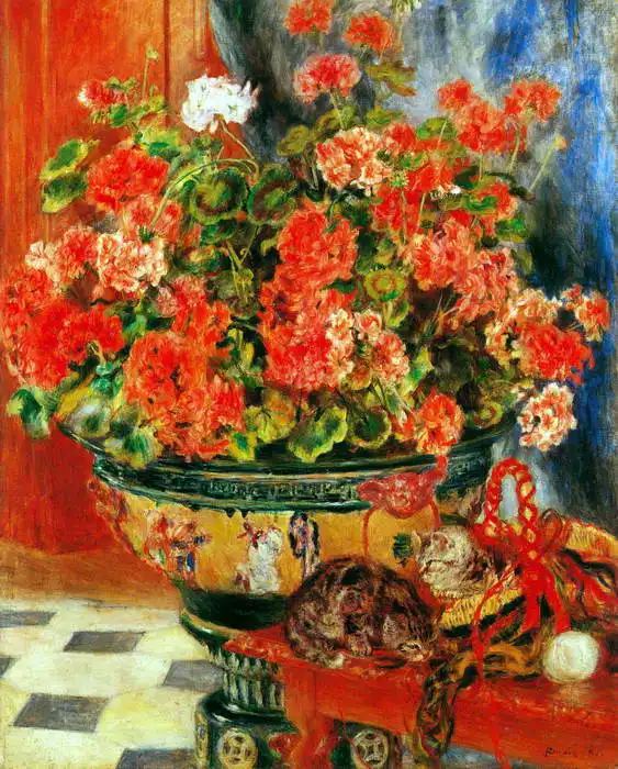 Renoir, Auguste: Muškáty a kočky