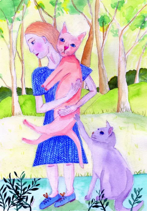 Bursic, Sharyn: Dame au chat rose et bleu