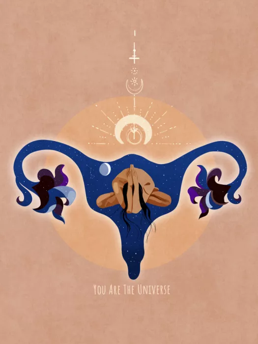 Tunaboylu, Emel: Spirituel, Féminin, Énergie, Étoiles, Lune, Vulve, Méditation, Yoga et Affiche d