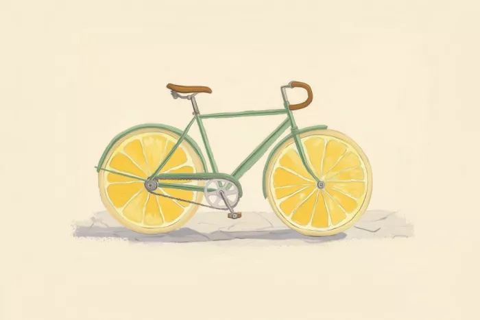 Prints, Art Melloi: Fahrrad mit Zitronenrädern