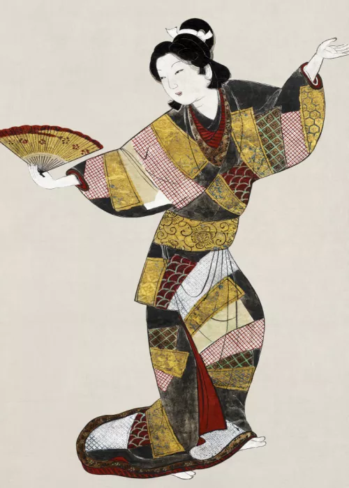 Unknown: Japanese Female Dancer (17th Century) Vintage Painting