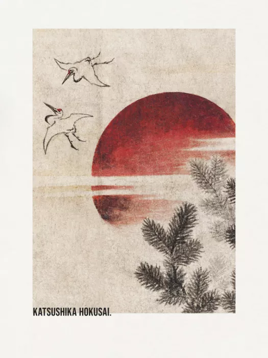 HOKUSAI, KATSUSHIKA: Birds and Sunset, From Album of Sketches (1814)