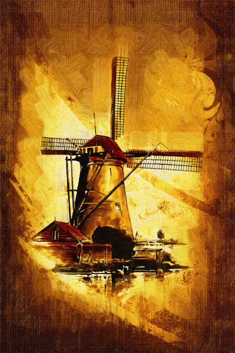 Kulik, Rafal: Molino de viento - Ilustración sepia 66