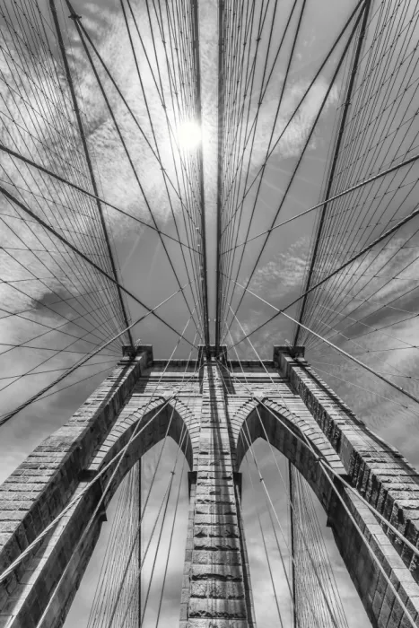 Viola, Melanie: NEW YORK CITY Brooklynský most v detailu | černobílá