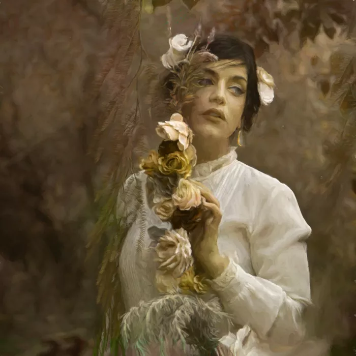 Pansky, Rachel: A girl with flowers.