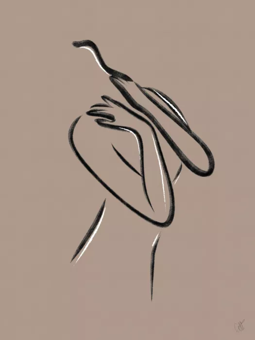Volfova, Anne-Marie: Femme 1 - Lignes abstraites - Pantone 2025 Mocha Mousse