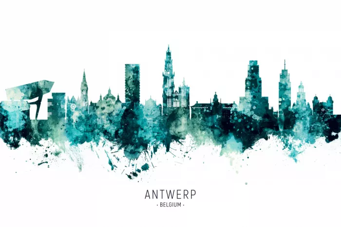 Tompsett, Michael: Skyline von Antwerpen Belgien