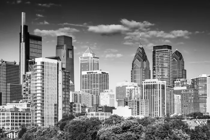 Viola, Melanie: View to Downtown Philadelphia | Monochrome