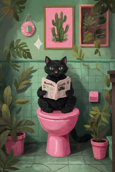 Concept, Art The: Toilet Time Cat