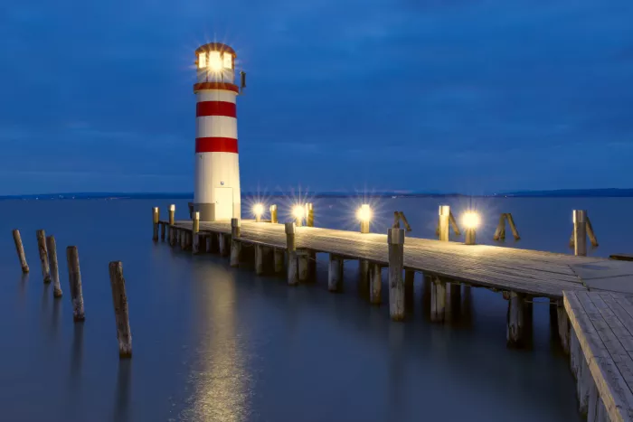 Krenek, Peter: Blue hour at Podersdorf lighthouse