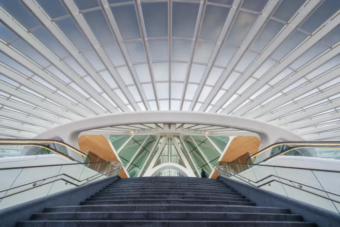 Oostrum, van Marc: Entrance of the railway station Bergen/Mons