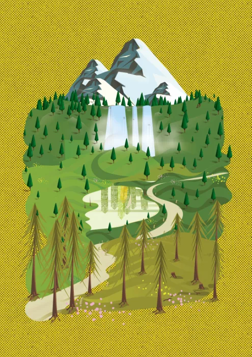 Nicholas: Paysage de montagne de style vintage