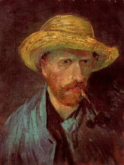 Gogh, Vincent van: Self-portrait in straw hat with a pipe