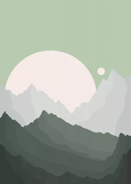 Wade, Stephen: Mountain Landscape With Geometric Peaks