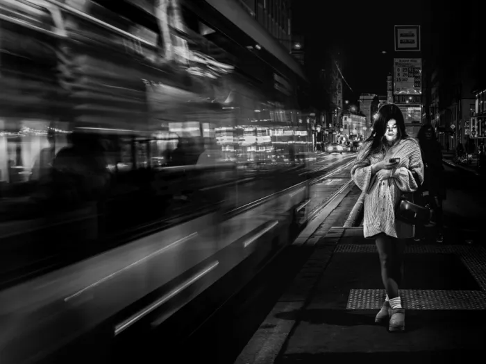 Yamamoto, Eiji: Tram stop at night