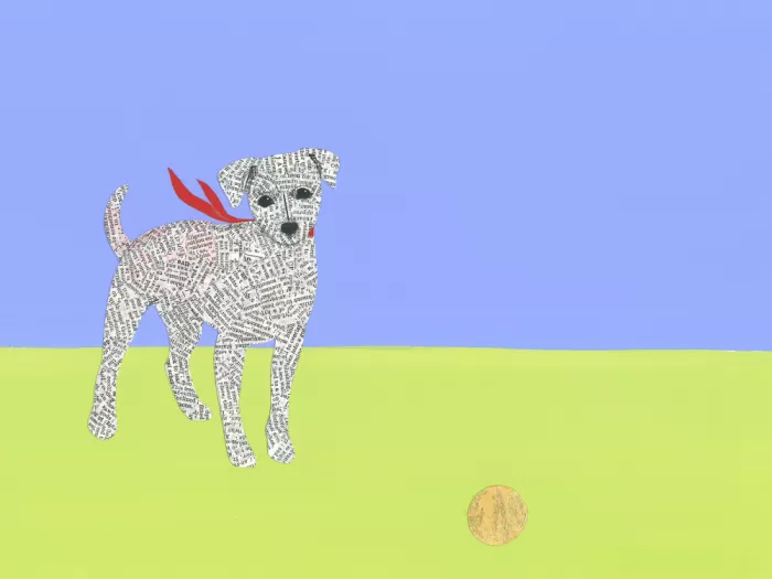 Brent, Isabelle: A Playful Dog Wearing a Red Scarf