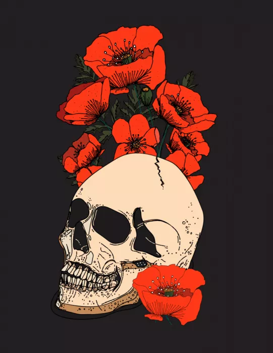 Nicholas: Crâne et fleurs de pavot