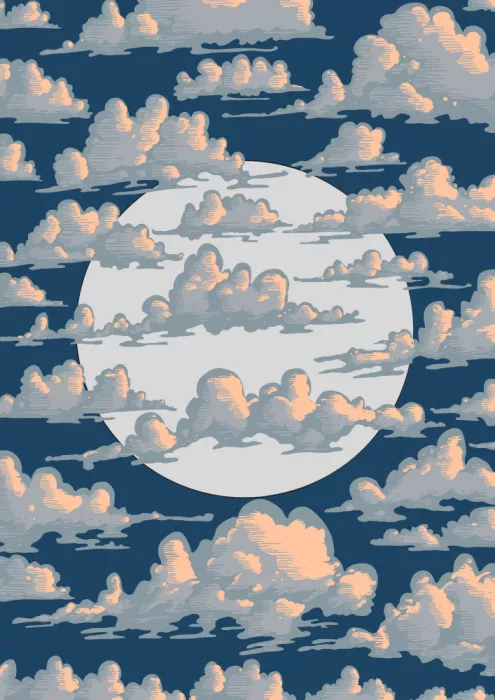 Nicholas: Nuages vintage et lune
