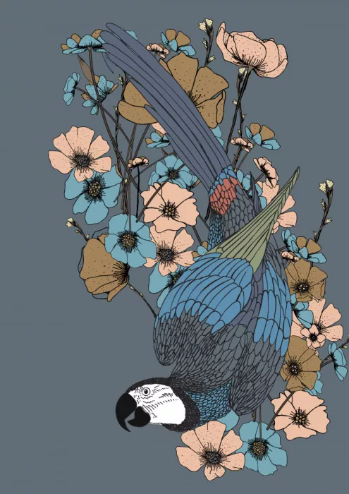 Nicholas: Perroquet et fleurs