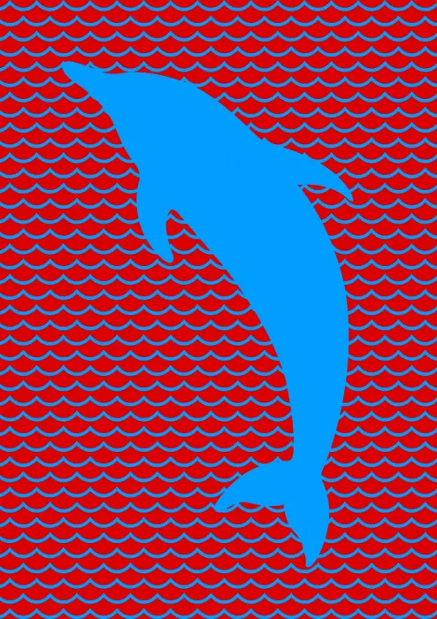 Kaminski, Carlo: Dolphin Wavy Water Pattern Grey On Black