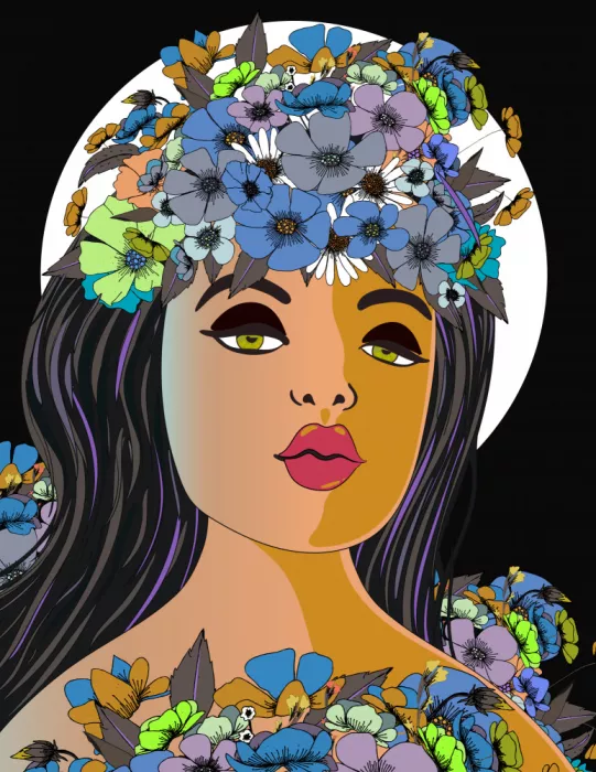 Nicholas: Femme couronnée de fleurs